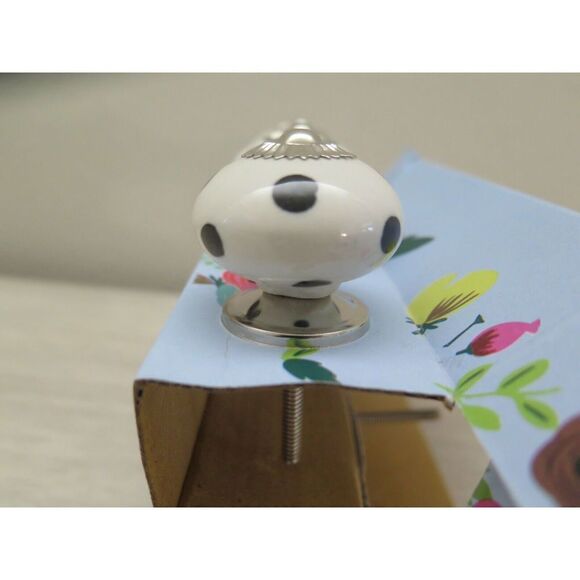 Instant Furniture Update Black/White Polka Dot Ceramic Pull Knobs, Set Of 6 - Picture 7 of 10